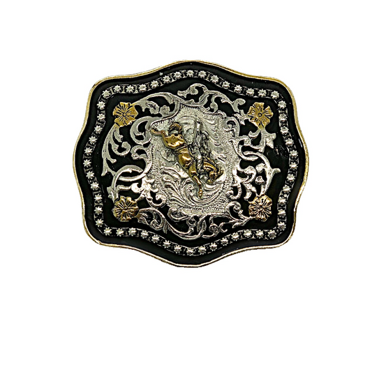 Hebilla Para Cinturón Vaquero Plata Jinete