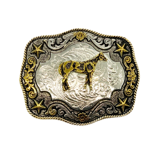 Hebilla de Cinturón Vaquero Plata Caballo